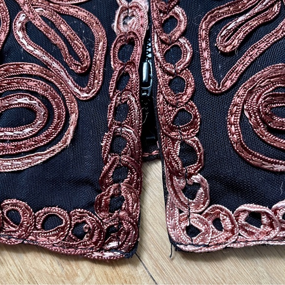 Vintage Casual Studio Floral Embroidered Sheer Black Mesh Jacket - Size XL - Picture 4 of 12